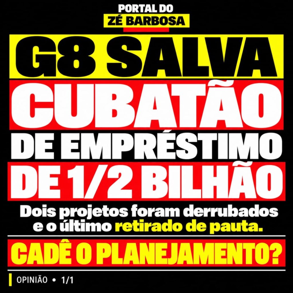 Imagem de divulgação da postagem do Portal do Zé Barbosa: Câmara de Cubatão impõe derrota ao Executivo em votação de projetos financeiros