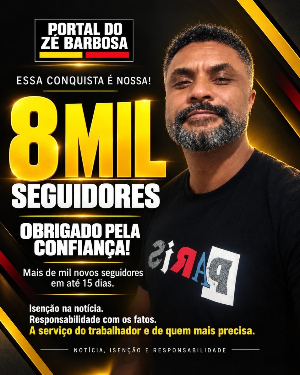 Imagem da publicação original do Portal do Zé Barbosa: Portal do Zé Barbosa alcança marca de 8 mil seguidores no Instagram
